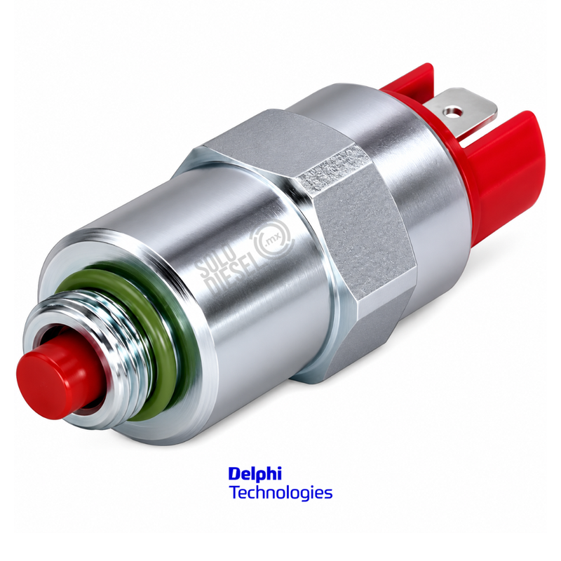 Bobina Solenoide 24V 7185-900P Delphi para Bomba Diésel DPA / DPS / DP200 CAV — Terminal Doble / Tapa Roja